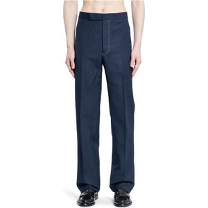 Thom Browne, Heren, Broeken, Blauw, Maat: M Linnen,