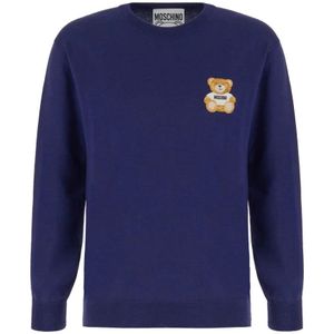 Moschino, Heren, Truien, Blauw, Maat: 2XL Wol,