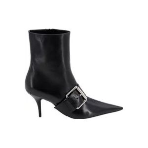 Balenciaga Leren Enkellaarsjes met Maxi Gesp , Black , Dames , Maat: 36 EU