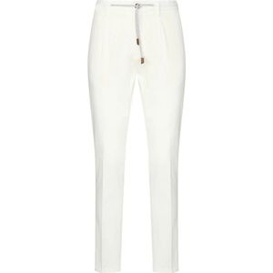 Eleventy - Joggingbroek - Wit - Katoen - Zijde - Elastaan