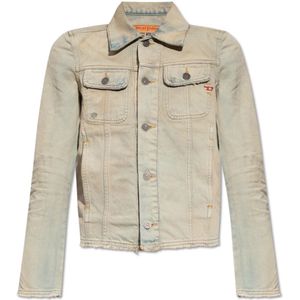 Diesel, Dames, Jassen, Beige, Maat: 2XS Denim,