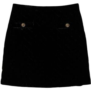 Twinset Zwarte Fluwelen Minirok , Black , Dames , Maat: S