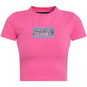 Versace Jeans Couture, Dames, Tops, Roze, Maat: L Katoen,