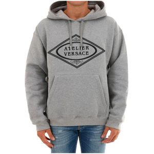 Versace, Heren, Sweatshirts & Hoodies, Grijs, Maat: S Katoen,