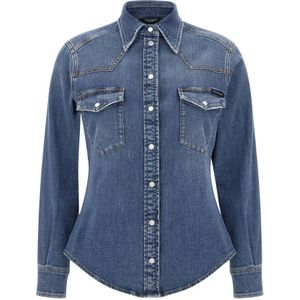 Dolce & Gabbana, Dames, Blouses & Shirts, Blauw, Maat: S Denim,