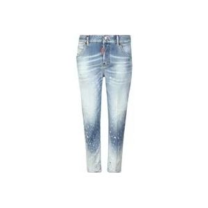 Dsquared2 Blauwe Skinny Jeans met Distressed Effect , Blue , Heren , Maat: W38
