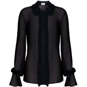 Dondup, Dames, Blouses & Shirts, Zwart, Maat: XS Katoen,