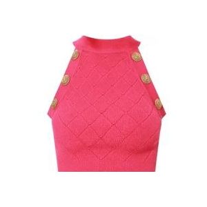 Balmain Roze Crew-neck Topwear , Pink , Dames , Maat: M