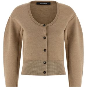 Jacquemus, Dames, Truien, Beige, Maat: 2XS Wol,