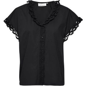 Karen by Simonsen, Dames, Blouses & Shirts, Zwart, Maat: 2XS Katoen,