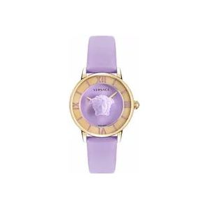 Versace La Medusa Leren Horloge , Purple , Dames , Maat: ONE Size