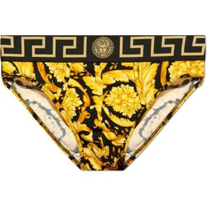 Versace - Gepatroonde Zwembroeken - Geel - Katoen Elastaan