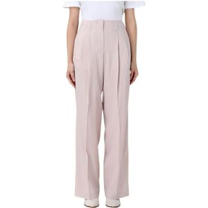 Golden Goose - Wijde Pijpen Broek - Roze - Wol - Klepopzakken met Knoopsluiting