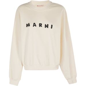 Marni, Dames, Sweatshirts & Hoodies, Beige, Maat: S Katoen,