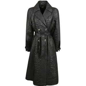 Versace, Dames, Mantels, Zwart, Maat: S Leer,