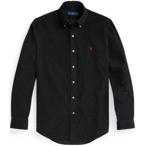 Polo Ralph Lauren, Heren, Overhemden, Zwart, Maat: S Katoen,