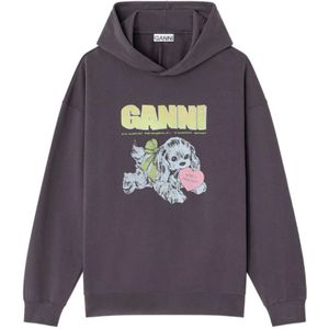 Ganni, Dames, Sweatshirts & Hoodies, Grijs, Maat: S Katoen,
