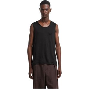 Emporio Armani, Heren, Tops, Zwart, Maat: L Linnen,