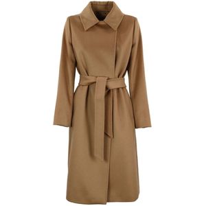 Max Mara Studio, Dames, Mantels, Bruin, Maat: S Wol,