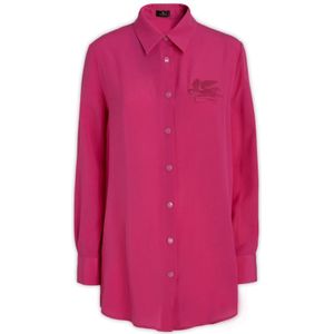 Etro, Dames, Blouses & Shirts, Roze, Maat: XS Katoen,