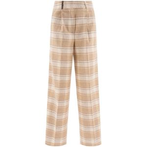 Peserico, Dames, Broeken, Beige, Maat: S Wol,