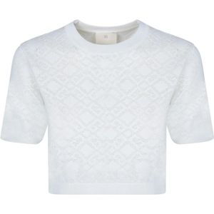 Cropped Knit Top - Wit - Korte Mouwen