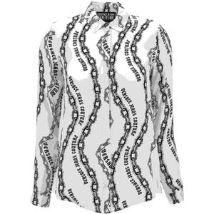 Versace Jeans Couture, Dames, Blouses & Shirts, Wit, Maat: XS Viscose,