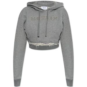Alexander McQueen, Dames, Sweatshirts & Hoodies, Grijs, Maat: XS Katoen,