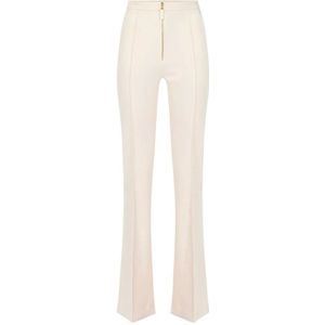Elisabetta Franchi, Dames, Broeken, Beige, Maat: L Satijn,