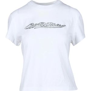 Off White, Dames, Tops, Wit, Maat: M Katoen,