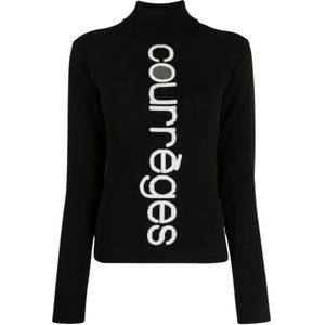 Courrèges - High Neck Intarsia Trui - Zwart - Viscose