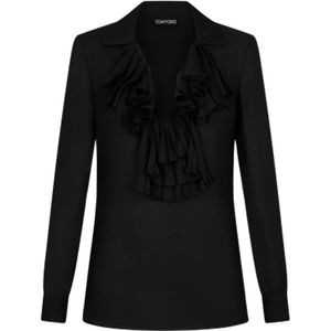 Tom Ford, Dames, Blouses & Shirts, Zwart, Maat: S