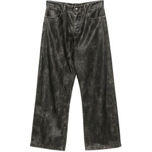 Palm Angels, Heren, Broeken, Grijs, Maat: L Leer,