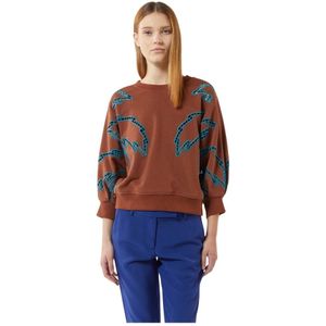 Silvian Heach, Dames, Sweatshirts & Hoodies, Bruin, Maat: XS Katoen,