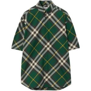 Burberry, Heren, Overhemden, Groen, Maat: M Katoen,