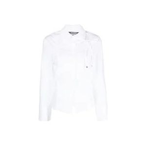 Jacquemus Witte Katoenen Overhemd met Asymmetrische Kraag , White , Dames , Maat: M