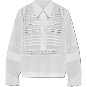 Munthe, Dames, Blouses & Shirts, Wit, Maat: S Katoen,