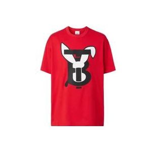Burberry Katoen Logo Print T-shirt Top , Red , Heren , Maat: L
