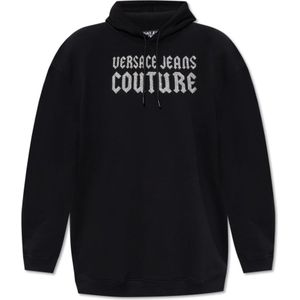 Versace Jeans Couture, Dames, Sweatshirts & Hoodies, Zwart, Maat: S Katoen,