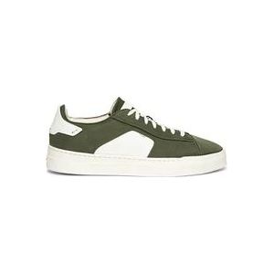 Santoni Dynamische Leren Sneaker met Intarsia Detail , Green , Heren , Maat: 41 1/2 EU