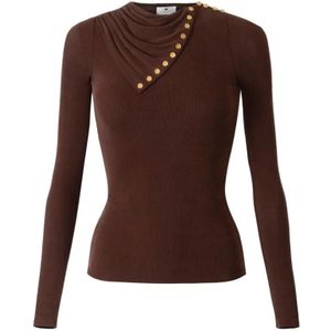Elisabetta Franchi, Dames, Truien, Bruin, Maat: XS Jersey,