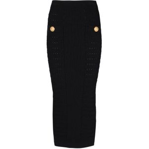 Balmain Midi gebreide rok , Black , Dames , Maat: M