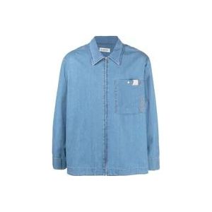 Lanvin Stijlvolle denim overhemd met rits , Blue , Heren , Maat: M