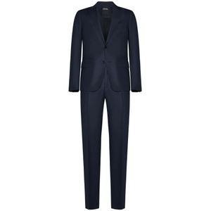 Zegna, Heren, Pakken, Blauw, Maat: 4XL Wol,