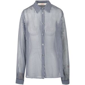 Jucca, Dames, Blouses & Shirts, Blauw, Maat: S Katoen,
