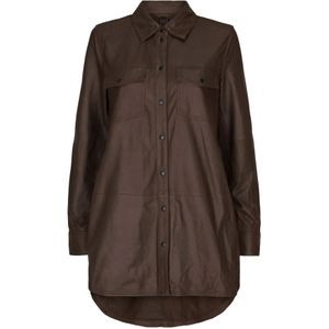 Notyz, Dames, Blouses & Shirts, Bruin, Maat: S Leer,