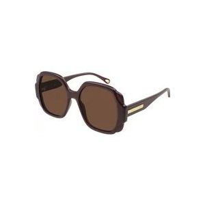 Chloé Stijlvolle Bruine Zonnebril , Brown , Dames , Maat: 55 MM