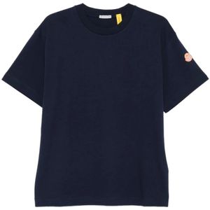 Moncler, Heren, Tops, Blauw, Maat: L Katoen,