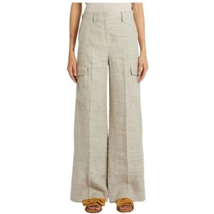 Marella, Dames, Broeken, Beige, Maat: L Linnen,