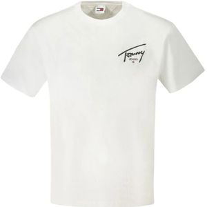 Tommy Jeans - Tjm Reg Signature Print Tee - T-shirt - Wit - Korte Mouwen